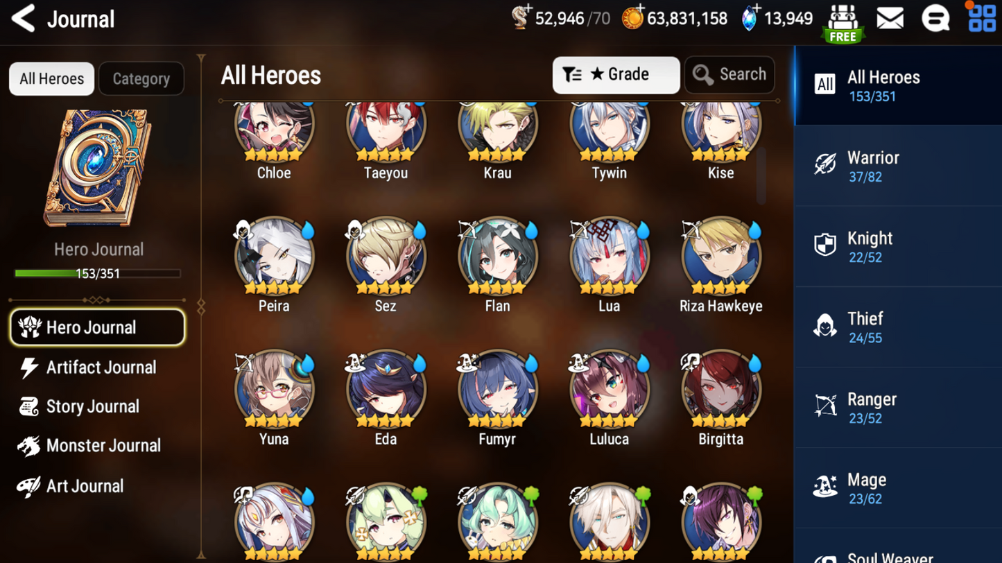 [GLOBAL][INSTANT] Epic 7 Seven 5ML Lone Wolf Peira + 74ML pulls 14k skystones 3100 Mystics + Name Starter Account-Mobile Games Starter