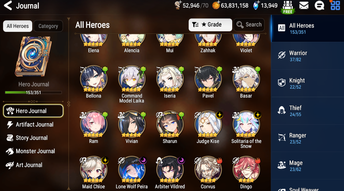 [GLOBAL][INSTANT] Epic 7 Seven 5ML Lone Wolf Peira + 74ML pulls 14k skystones 3100 Mystics + Name Starter Account-Mobile Games Starter