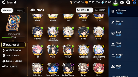 [GLOBAL][INSTANT] Epic 7 Seven 5ML Lone Wolf Peira + 74ML pulls 14k skystones 3100 Mystics + Name Starter Account-Mobile Games Starter