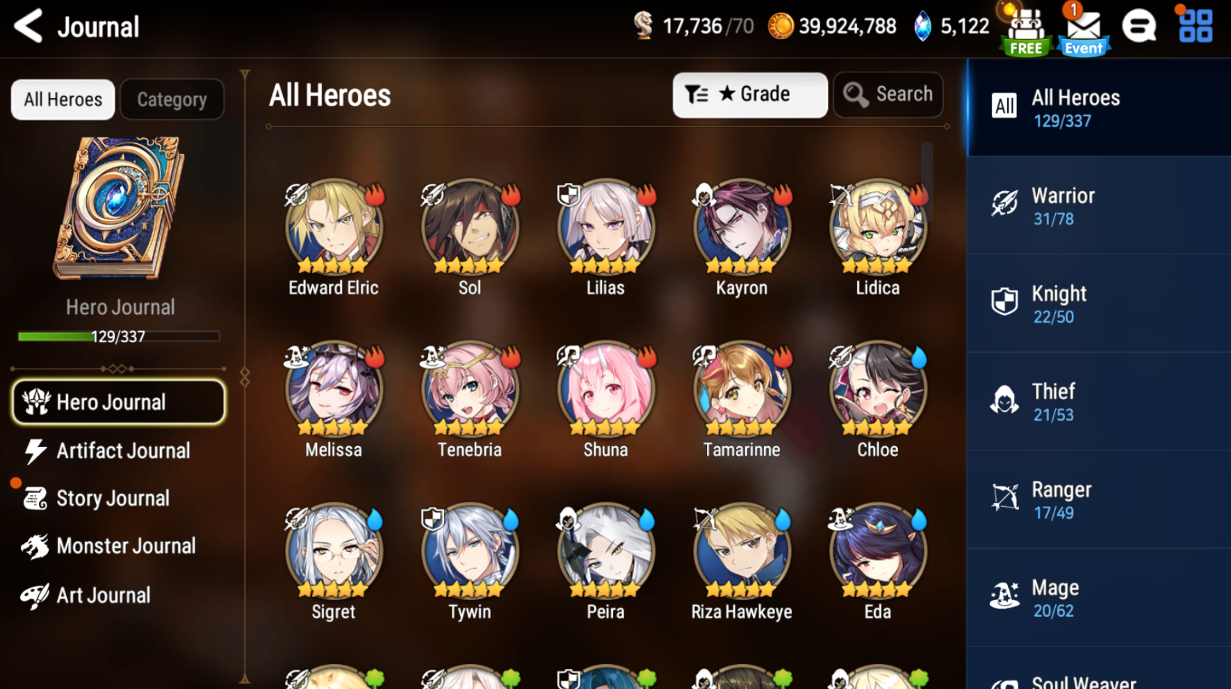 [GLOBAL][INSTANT] Epic 7 Seven 5ML New Moon Luna Belian Krau Aramintha Sigret Edward +23 ML pulls + Name Starter Account-Mobile Games Starter