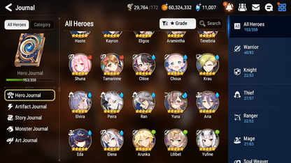 [GLOBAL][INSTANT] Epic 7 Seven 5ML New Moon Luna Successor Taeyou Pavel Flan Elena + 75ML pulls 11k skystones +20 Speed + Name Starter Account-Mobile Games Starter