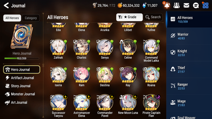 [GLOBAL][INSTANT] Epic 7 Seven 5ML New Moon Luna Successor Taeyou Pavel Flan Elena + 75ML pulls 11k skystones +20 Speed + Name Starter Account-Mobile Games Starter