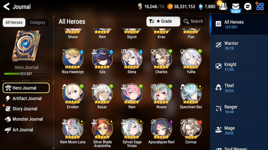 [GLOBAL][INSTANT] Epic 7 Seven 5ML New Moon Luna Vivian Apocalypse Ravi Sez Rem +7.6k Gems +23 ML pulls + Name Starter Account-Mobile Games Starter