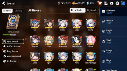 [GLOBAL][INSTANT] Epic 7 Seven 5ML Straze Lionheart Cermia Apocalypse Ravi Dark Corvus Dizzy + ML Pulls + 20 Speed + Name Starter Account-Mobile Games Starter