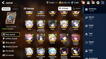 [GLOBAL][INSTANT] Epic 7 Seven 6ML Bystander Hwayoung Navy Captain Landy Diene + 85ML pulls 15k skystones 3000 mystics+20 Speed + Name Starter Account-Mobile Games Starter