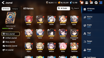 [GLOBAL][INSTANT] Epic 7 Seven 6ML Empyrean Ilynav Abyssal Yufine Straze Luluca Ruele Sigret + 74ML pulls 12k skystones 2700 mystics+ 20 Speed +Name Starter Account-Mobile Games Starter