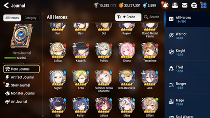 [GLOBAL][INSTANT] Epic 7 Seven 6ML Lone Crescent Bellona Haste Vivian Corvus Solitaria Ruele+ ML pulls + 20 Speed + Name Starter Account-Mobile Games Starter