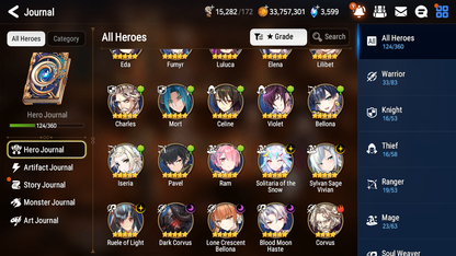 [GLOBAL][INSTANT] Epic 7 Seven 6ML Lone Crescent Bellona Haste Vivian Corvus Solitaria Ruele+ ML pulls + 20 Speed + Name Starter Account-Mobile Games Starter
