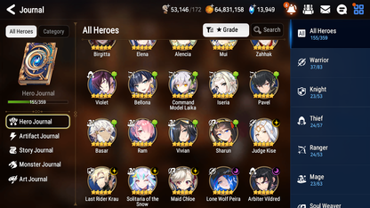 [GLOBAL][INSTANT] Epic 7 Seven 6ML Lone Wolf Peira + 87ML pulls 14k skystones 2600 Mystics +20 Speed + Name Starter Account-Mobile Games Starter