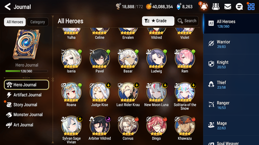 [GLOBAL][INSTANT] Epic 7 Seven 6ML New Moon Luna Arbiter Vildred Krau Solitaria Vivian Kise +40ML pulls + 20 Speed +Name Starter Account-Mobile Games Starter