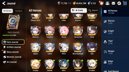 [GLOBAL][INSTANT] Epic 7 Seven 6ML New Moon Luna Belian Krau Aramintha Tywin Sigret Edward +39ML pulls +20 Speed + Name Starter Account-Mobile Games Starter