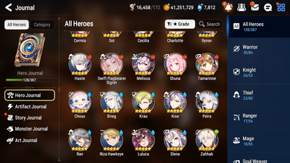 [GLOBAL][INSTANT] Epic 7 Seven 6ML New Moon Luna Sea Phantom Politis Krau Charlotte Maid Chloe Swift Flagbearer Sigret +7.8k Gems +39ML pulls + 20 Speed + Name Starter Account-Mobile Games Starter