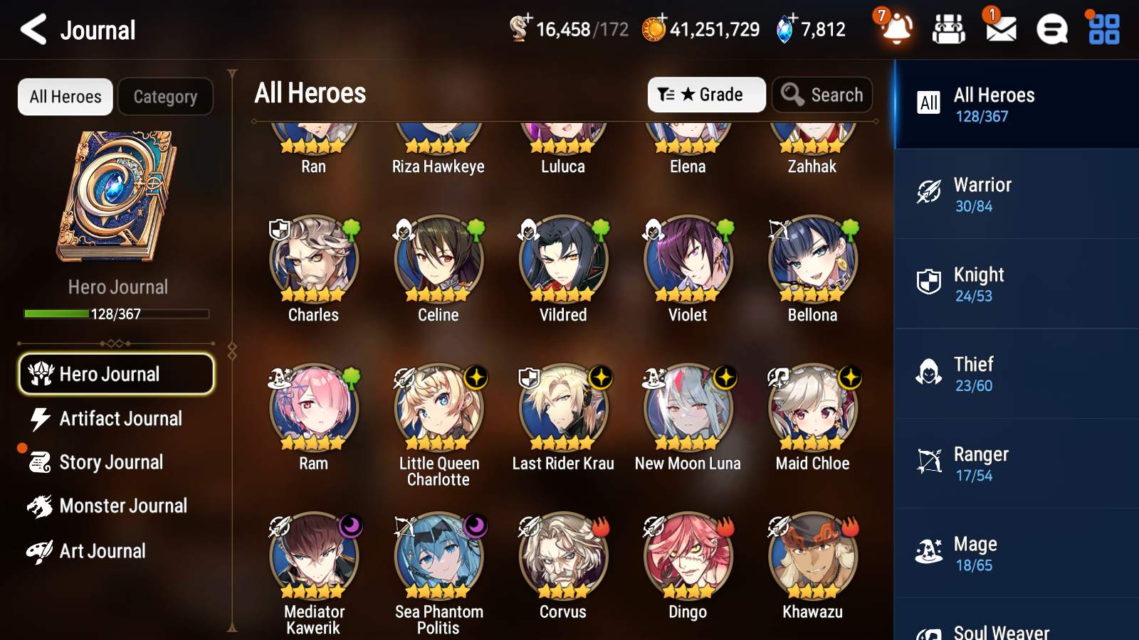 [GLOBAL][INSTANT] Epic 7 Seven 6ML New Moon Luna Sea Phantom Politis Krau Charlotte Maid Chloe Swift Flagbearer Sigret +7.8k Gems +39ML pulls + 20 Speed + Name Starter Account-Mobile Games Starter