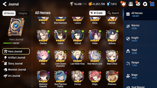 [GLOBAL][INSTANT] Epic 7 Seven 6ML New Moon Luna Sea Phantom Politis Krau Charlotte Maid Chloe Swift Flagbearer Sigret +7.8k Gems +39ML pulls + 20 Speed + Name Starter Account-Mobile Games Starter