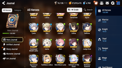 [GLOBAL][INSTANT] Epic 7 Seven 6ML New Moon Luna Successor Taeyou Mediator Kawerik Kise Lidica Solitaria + 40ML pulls +20 Speed + Name Starter Account-Mobile Games Starter