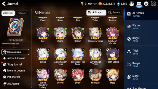 [GLOBAL][INSTANT] Epic 7 Seven 8ML+24 4*ML Belian Conqueror Lilias Solitaria of the Snow Fallen Cecilia Ludwig Cermia Angel Angelica 10-10 Account-Mobile Games Starter