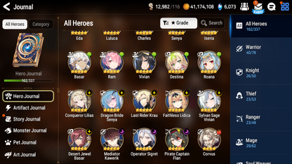 [GLOBAL][INSTANT] Epic 7 Seven 9ML+27 4*ML Dragon Bride Senya Conqueror Lilias Krau Kawerik Vivian 10-10 Account-Mobile Games Starter