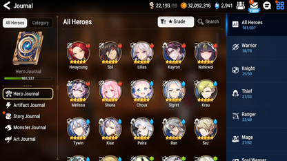 [GLOBAL][INSTANT] Epic 7 Seven 9ML+27 4*ML Navy Captain Landy Conqueror Lilias Belian Ray etc +Name 10-10 Account-Mobile Games Starter