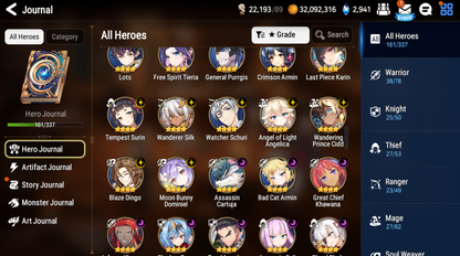 [GLOBAL][INSTANT] Epic 7 Seven 9ML+27 4*ML Navy Captain Landy Conqueror Lilias Belian Ray etc +Name 10-10 Account-Mobile Games Starter