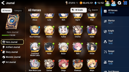 [GLOBAL][INSTANT] Epic 7 Seven double Luna (+ New Moon Luna) Rem +13k gems+ 34 ML pulls Starter Account-Mobile Games Starter