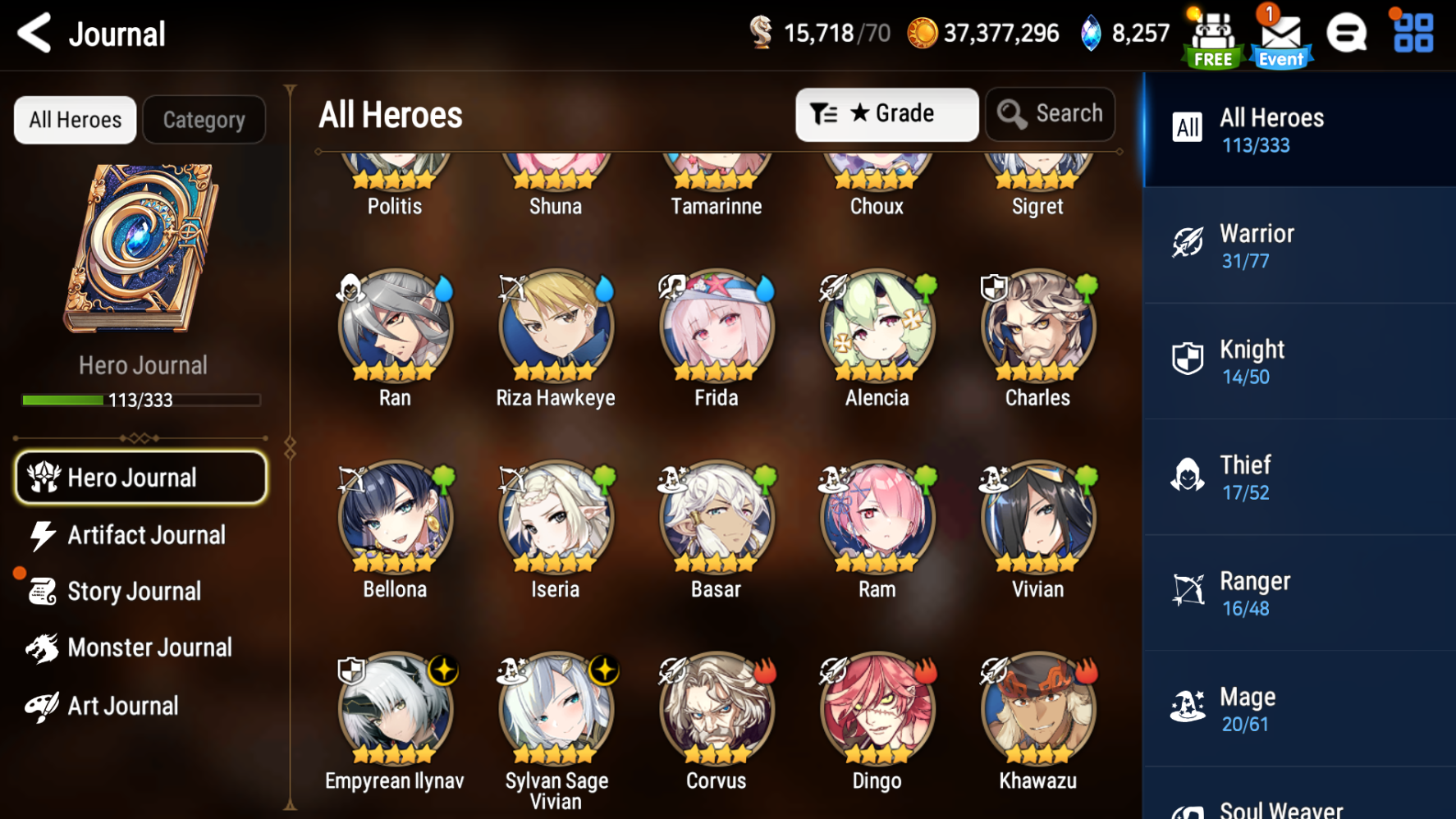 [GLOBAL][INSTANT] Epic 7 Seven Empyrean Ilynav Frida+art Vivian Angel Angelica + 25ML pulls + Name Starter Account-Mobile Games Starter