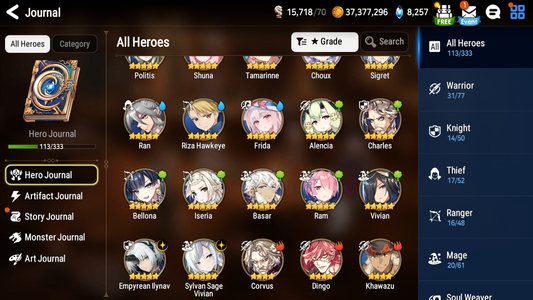 [GLOBAL][INSTANT] Epic 7 Seven Empyrean Ilynav Frida+art Vivian Angel Angelica + 25ML pulls + Name Starter Account-Mobile Games Starter