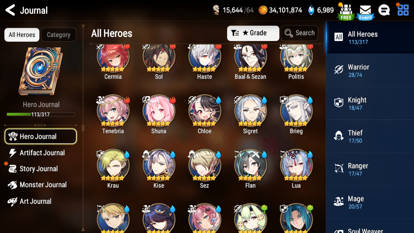 [Global][INSTANT]Epic 7 Seven Fairytale Tenebria Designer Lilibet Last Rider Krau + ML pulls + Name Starter Account-Mobile Games Starter