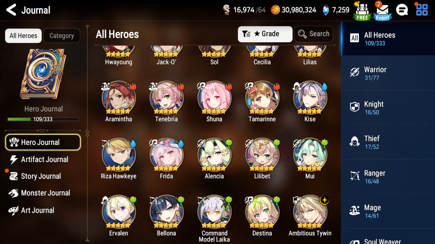 [GLOBAL][INSTANT] Epic 7 Seven Frida Ambitious Tywin + 22ML pulls 2900 mystics + Name Starter Account-Mobile Games Starter