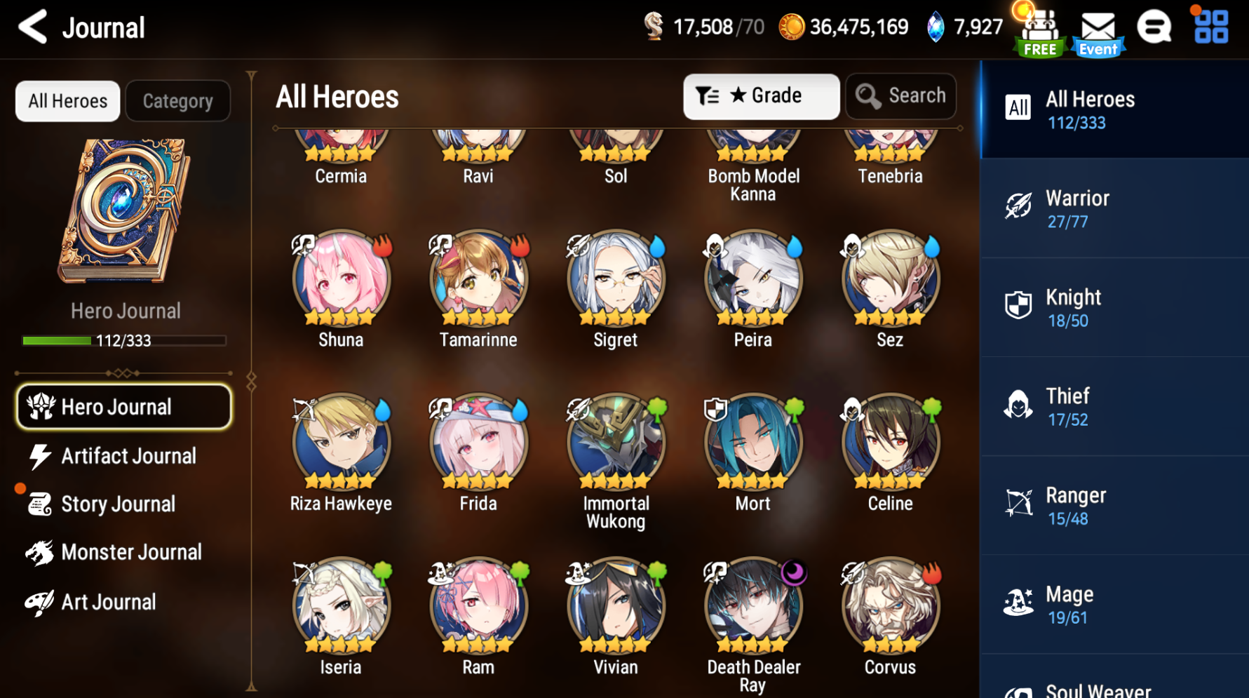 [GLOBAL][INSTANT] Epic 7 Seven Frida Death Dealer Ray Immortal Wukong+ 26ML 2500 mystics pulls + Name Starter Account-Mobile Games Starter