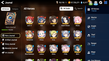 [GLOBAL][INSTANT] Epic 7 Seven Frida Mediator Kawerik Jack + 25ML 2600 mystics pulls + Name Starter Account-Mobile Games Starter