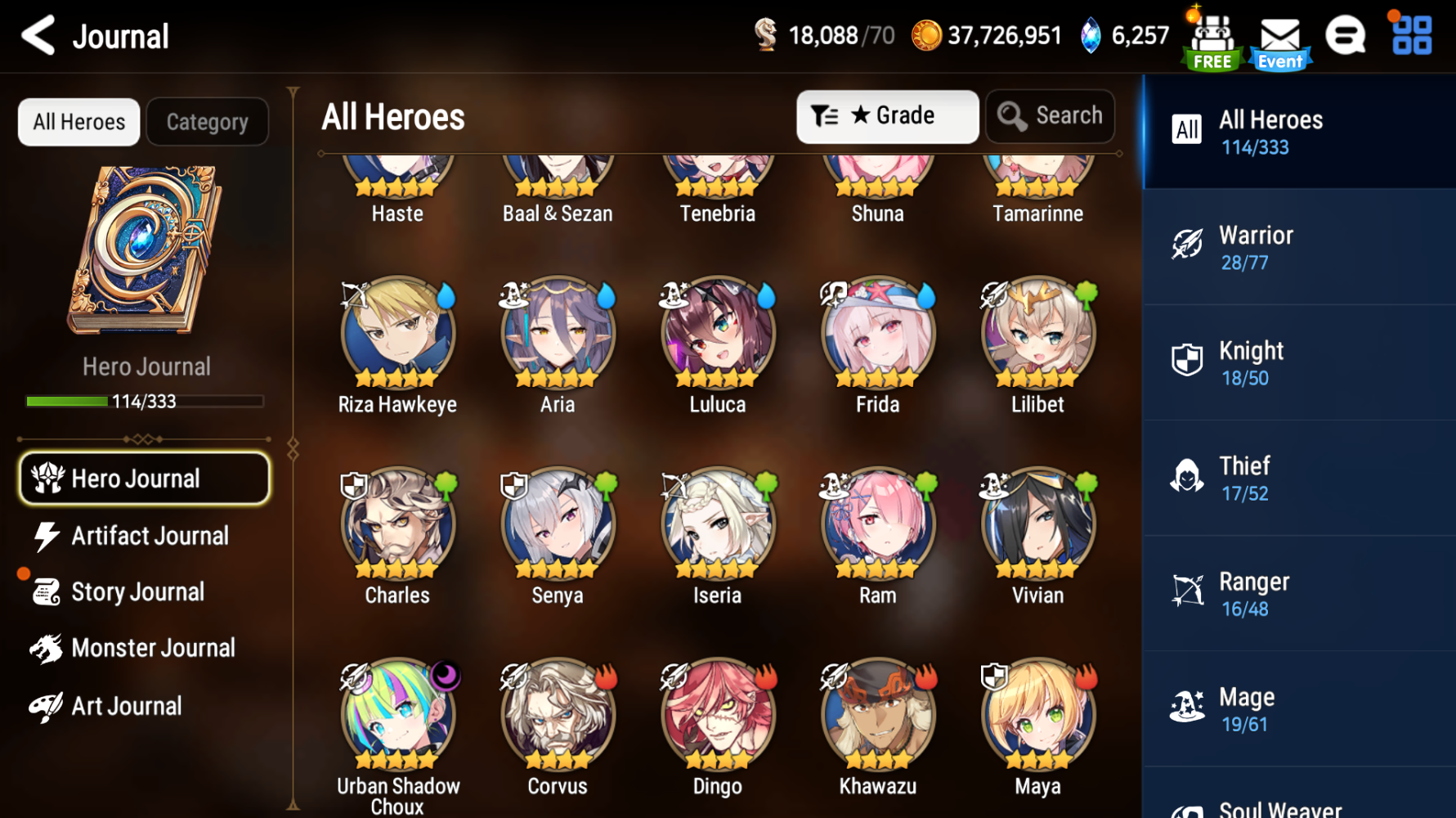 [GLOBAL][INSTANT] Epic 7 Seven Frida+art Urban Shadow Choux Jack + 25ML pulls + Name Starter Account-Mobile Games Starter