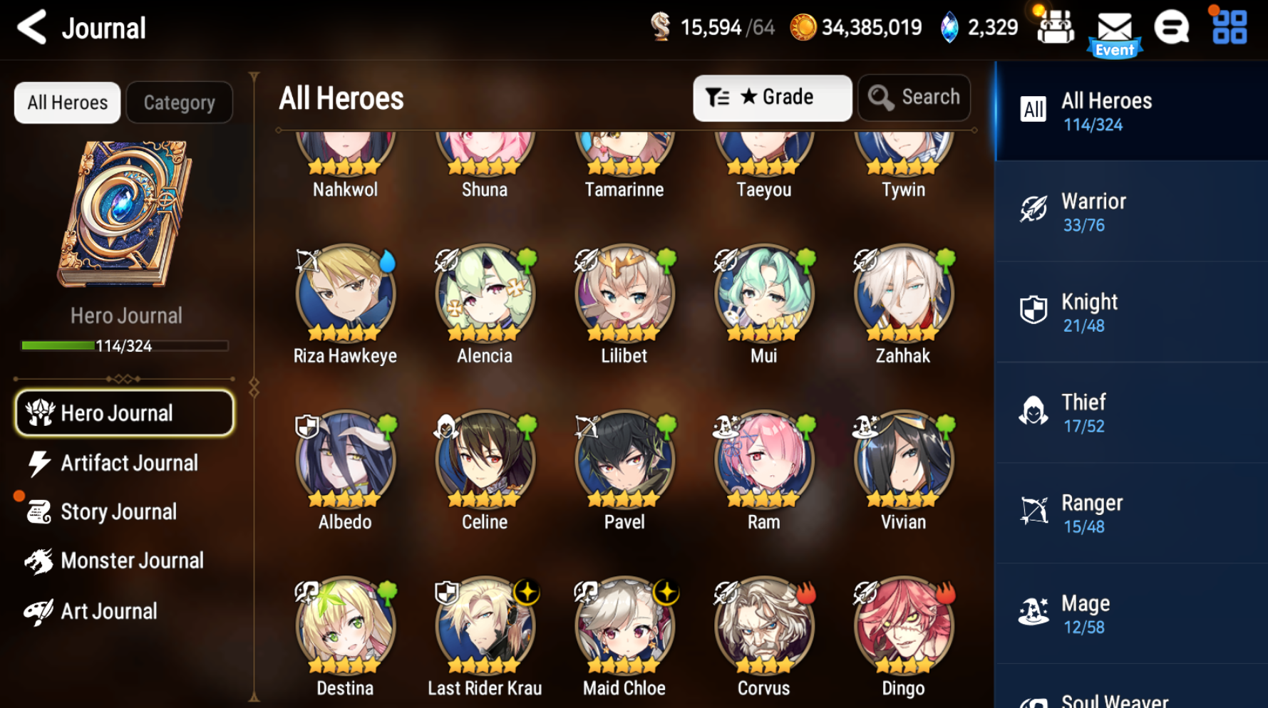 [GLOBAL][INSTANT] Epic 7 Last Rider Krau Maid Chloe+ Albedo+Shalltear+artifact + ML pulls + Name Starter Account Ovelord-Mobile Games Starter