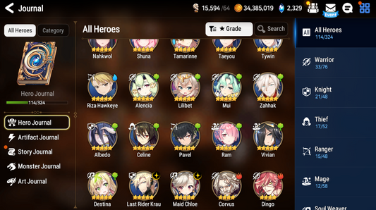 [GLOBAL][INSTANT] Epic 7 Last Rider Krau Maid Chloe+ Albedo+Shalltear+artifact + ML pulls + Name Starter Account Ovelord-Mobile Games Starter