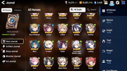 [GLOBAL][INSTANT] Epic 7 Maid Chloe+ Albedo+Shalltear+artifact + ML pulls + Name Starter Account Ovelord-Mobile Games Starter