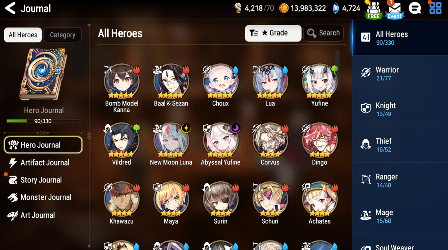 [GLOBAL] Epic 7 Seven New Moon Luna Abyssal Yufine + ML pulls Starter Account-Mobile Games Starter