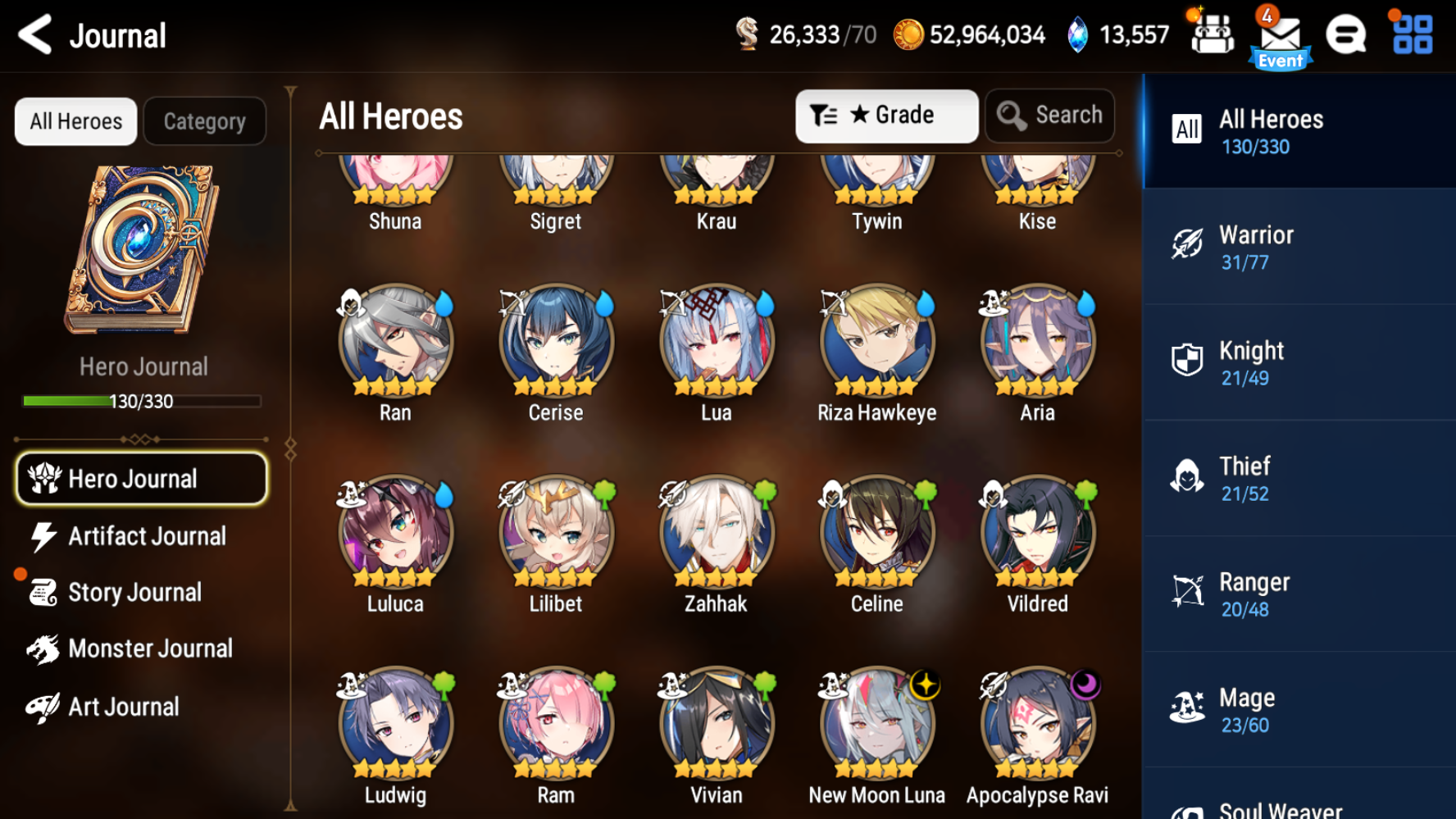 [GLOBAL][INSTANT] Epic 7 Seven New Moon Luna Apocalypse Ravi Cerise +12k Gems +39 ML pulls Starter Account-Mobile Games Starter