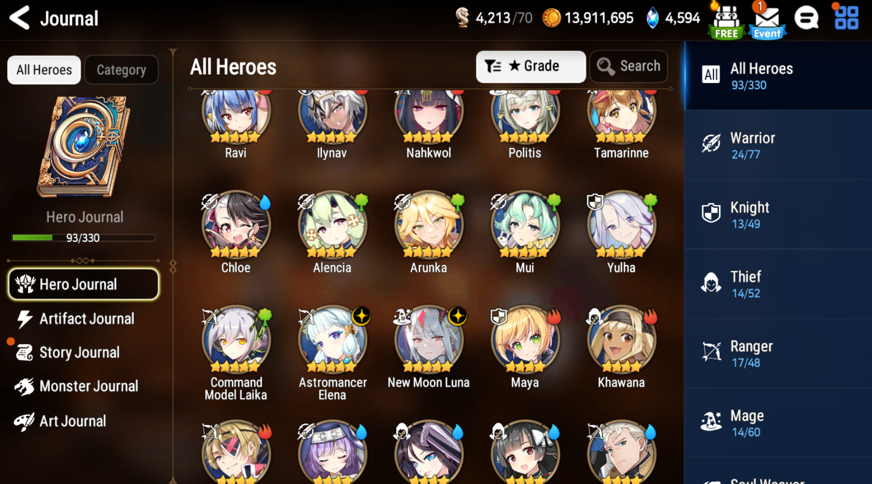 [GLOBAL] Epic 7 Seven New Moon Luna Astromancer Elene + ML pulls Starter Account-Mobile Games Starter