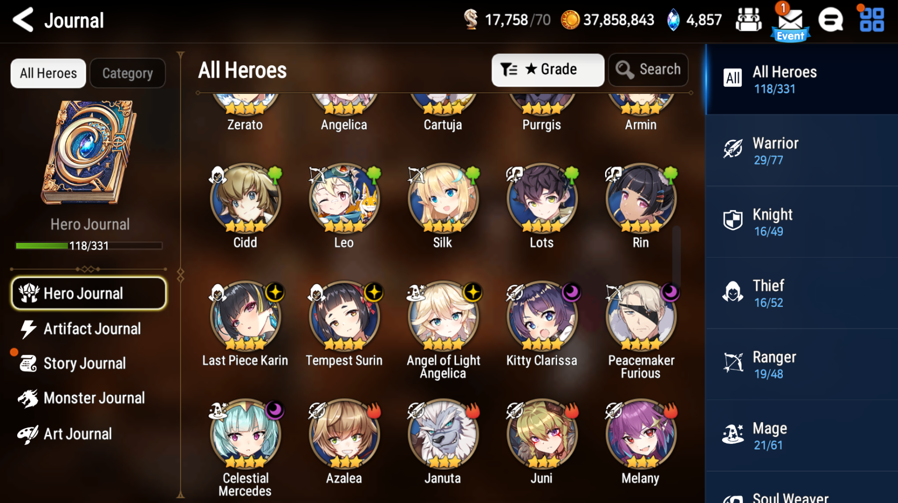 [GLOBAL][INSTANT] Epic 7 Seven New Moon Luna DJ Basar Angel of Light Angelica + Mystics ML pulls Starter Account-Mobile Games Starter