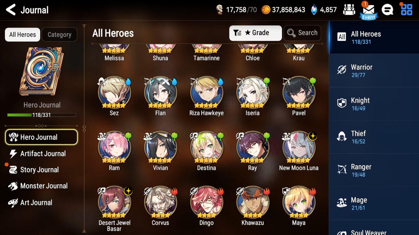 [GLOBAL][INSTANT] Epic 7 Seven New Moon Luna DJ Basar Angel of Light Angelica + Mystics ML pulls Starter Account-Mobile Games Starter