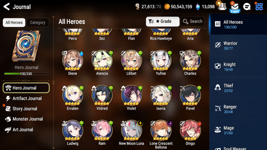 [GLOBAL][INSTANT] Epic 7 Seven New Moon Luna Lone Crescent Bellona Diene +13k Gems +38 ML pulls Starter Account-Mobile Games Starter