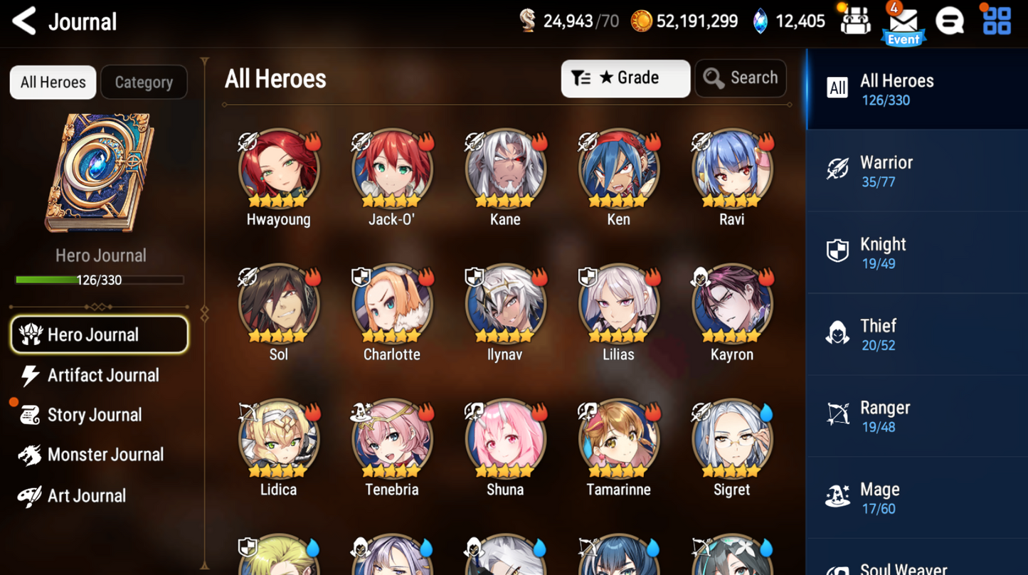 [GLOBAL][INSTANT] Epic 7 Seven New Moon Luna Mediator Kawerik Cerise Jack +12k Gems +36 ML pulls Starter Account-Mobile Games Starter