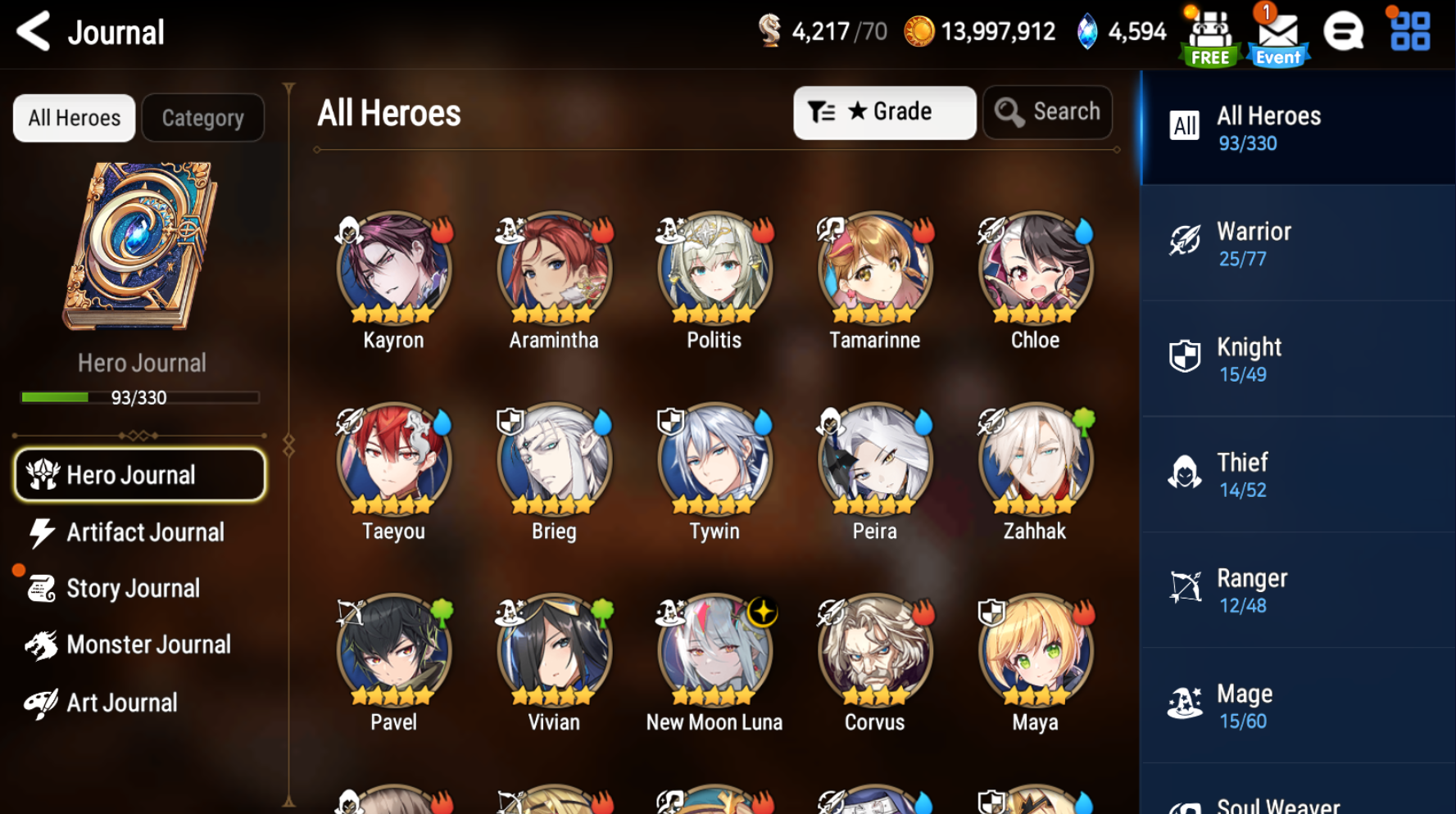 [GLOBAL] Epic 7 Seven New Moon Luna + ML pulls Starter Account-Mobile Games Starter