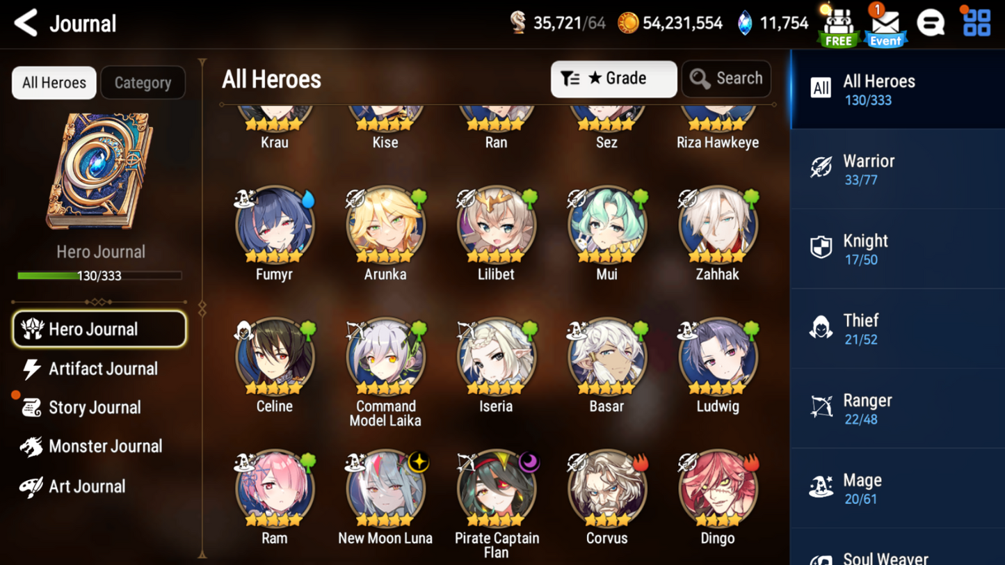 [GLOBAL][INSTANT] Epic 7 Seven New Moon Luna Pirate Captain Flan + 57ML pulls 11k skystones 2500 mystics+ Name Starter Account-Mobile Games Starter