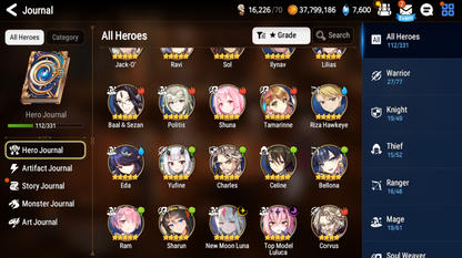 [GLOBAL][INSTANT] Epic 7 Seven New Moon Luna Top Model Luluca Jack + Mystics ML pulls Starter Account-Mobile Games Starter