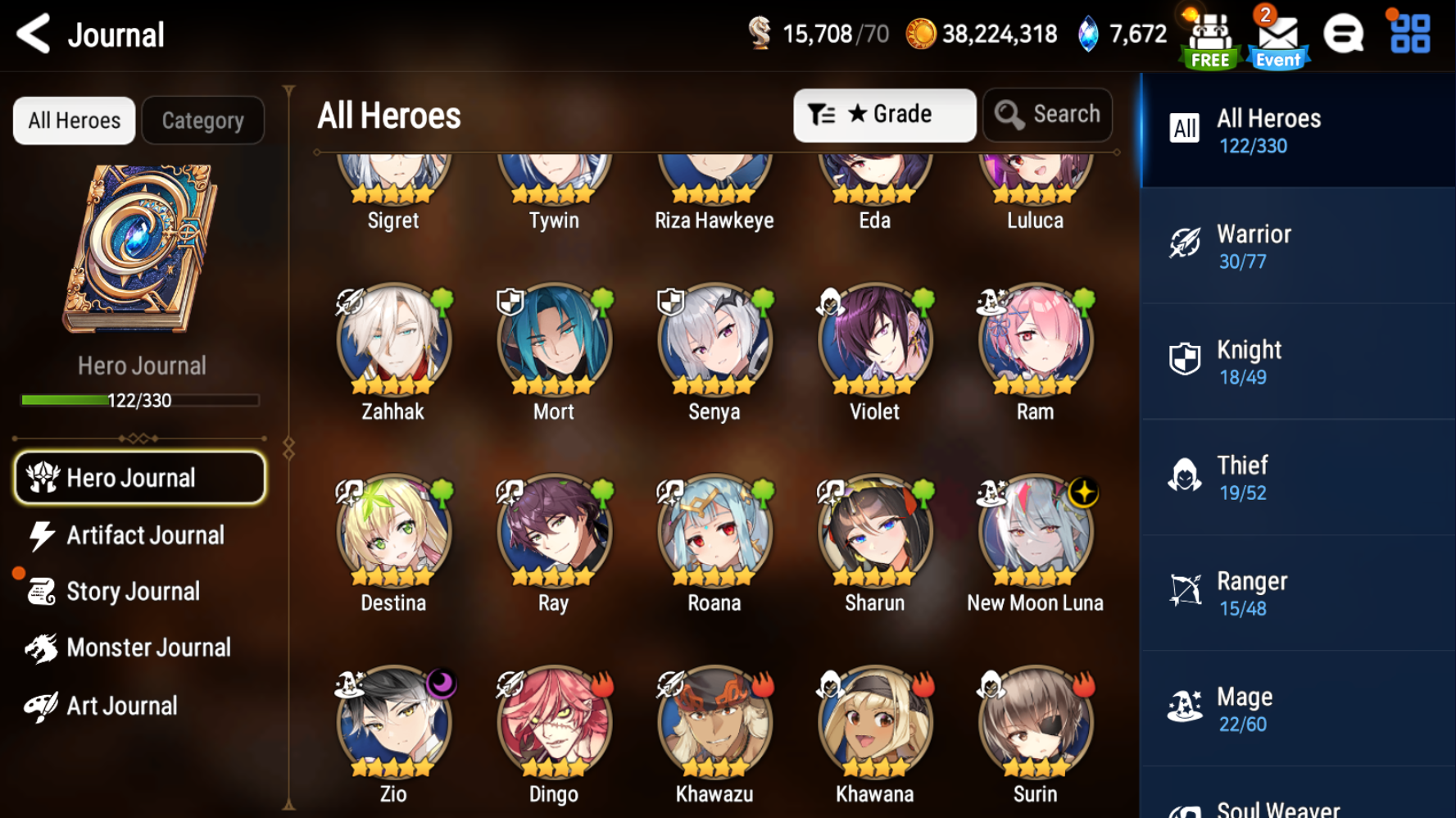 [GLOBAL][INSTANT] Epic 7 Seven New Moon Luna Zio +7.6k Gems +23 ML pulls + Name Starter Account-Mobile Games Starter