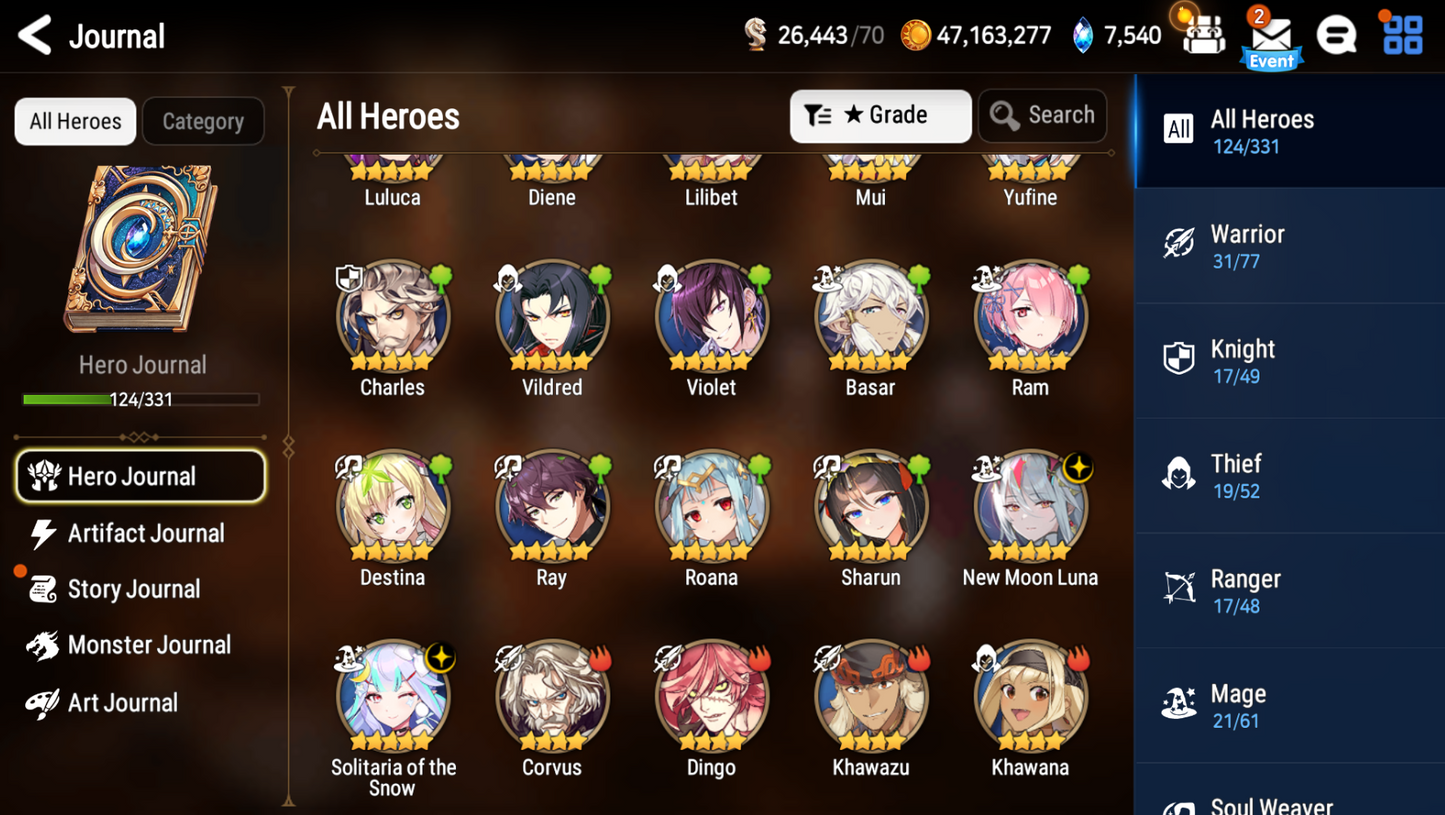 [GLOBAL][INSTANT] Epic 7 Seven New Moon Luna+Luna + Solitaria of the Snow +25 ML pulls + Name Starter Account-Mobile Games Starter