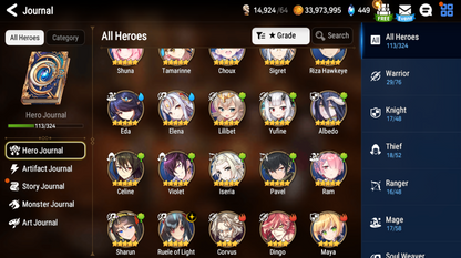 [GLOBAL][INSTANT] Epic 7 Ruele + Albedo+artifact + Shalltear + ML pulls + Name Starter Account Ovelord-Mobile Games Starter