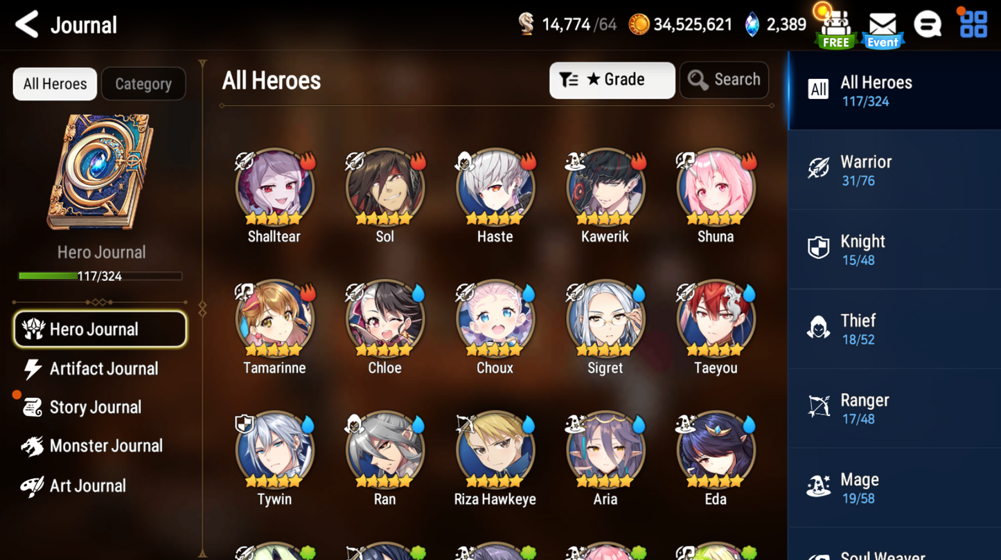 [GLOBAL][INSTANT] Epic 7 Ruele + Shalltear+artifact + ML pulls + Name Starter Account Ovelord-Mobile Games Starter