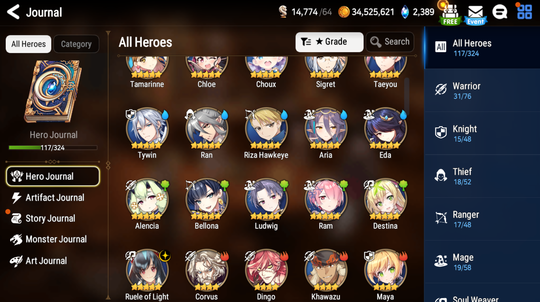 [GLOBAL][INSTANT] Epic 7 Ruele + Shalltear+artifact + ML pulls + Name Starter Account Ovelord-Mobile Games Starter