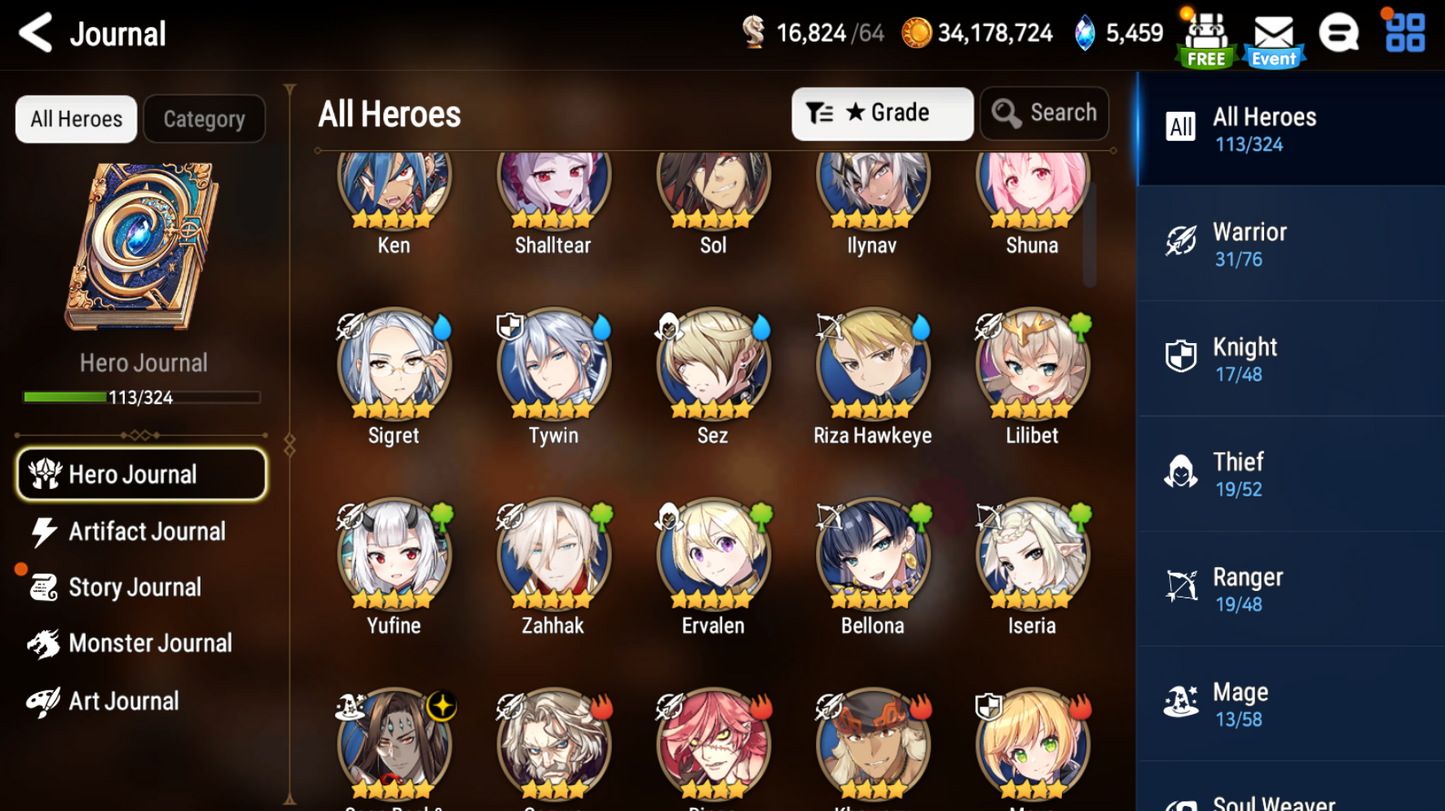 [GLOBAL][INSTANT] Epic 7 Sage Baal + Shalltear+artifact + ML pulls gems + Name Starter Account Ovelord-Mobile Games Starter